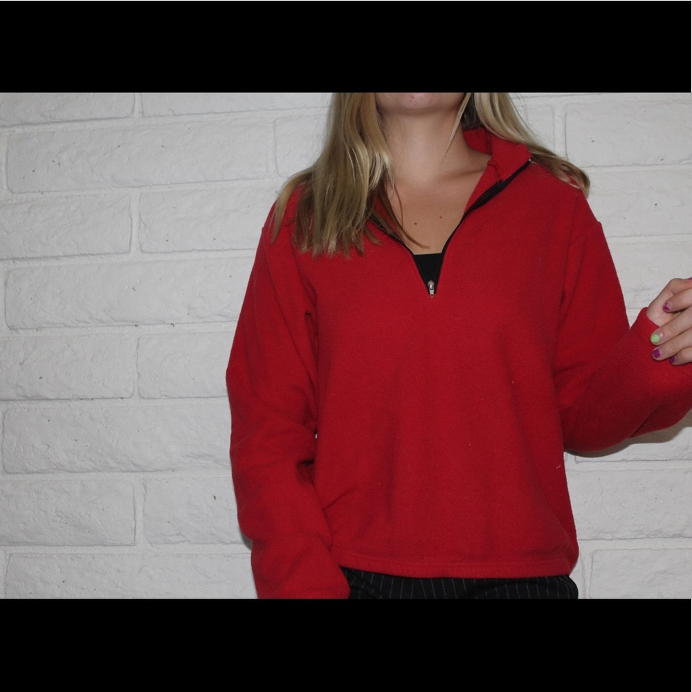 Fuzzy quarter zip jacket